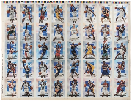 1996/97 Skybox E-X2000 Credentials Uncut Sheet (40 Cards) Including Kobe Bryant Rookie Card!